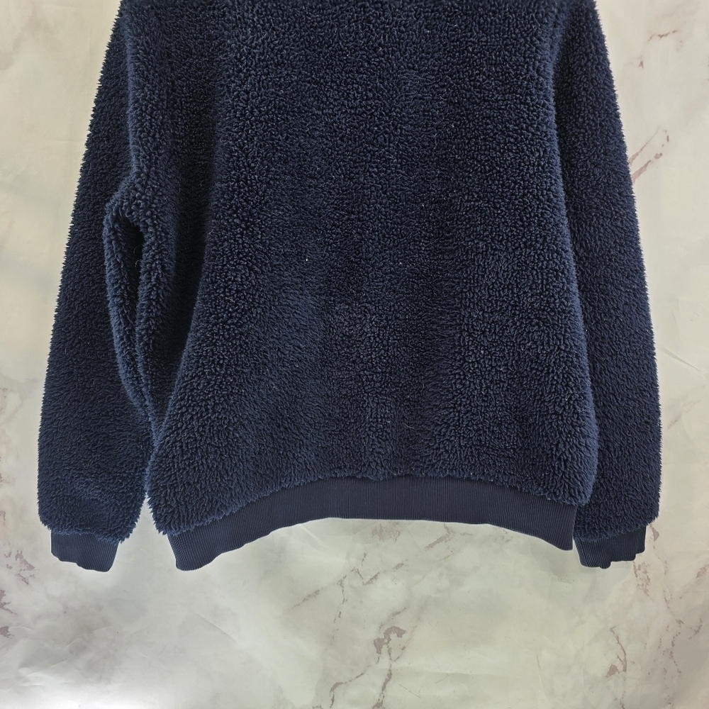 Boden Jacket Womens Large Blue Bomber Teddy Sherpa Fuzzy Navy Snuggly - Picture 9 of 15